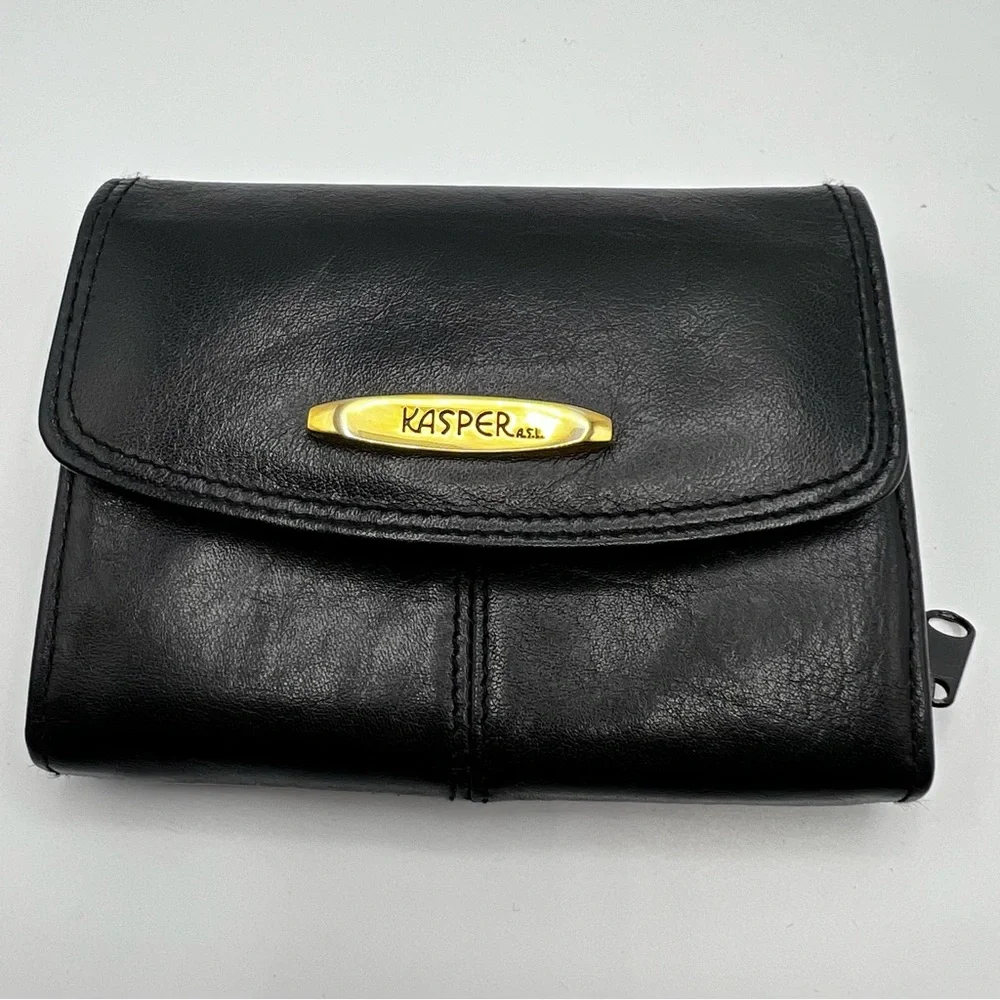 Vintage Kasper Women’s Black  Leather  Wallet Never Used Soft Leather Retro Rock
